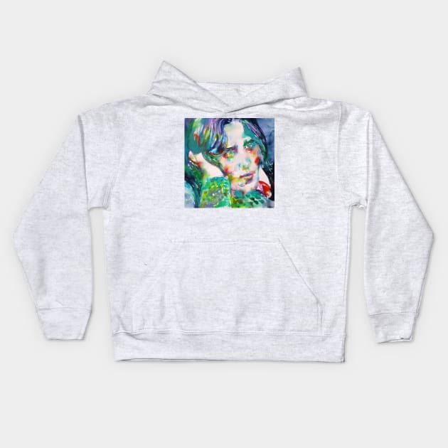 OSCAR WILDE watercolor portrait .5 Kids Hoodie by lautir